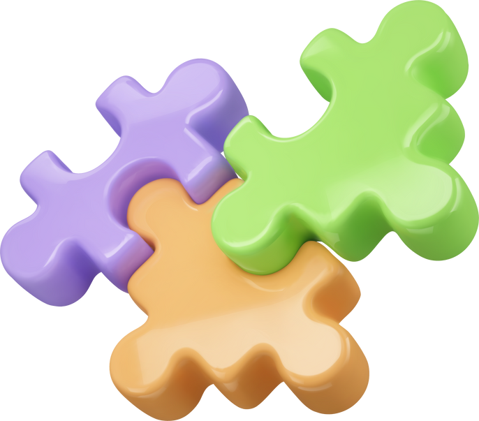 Business concept, puzzle 3d